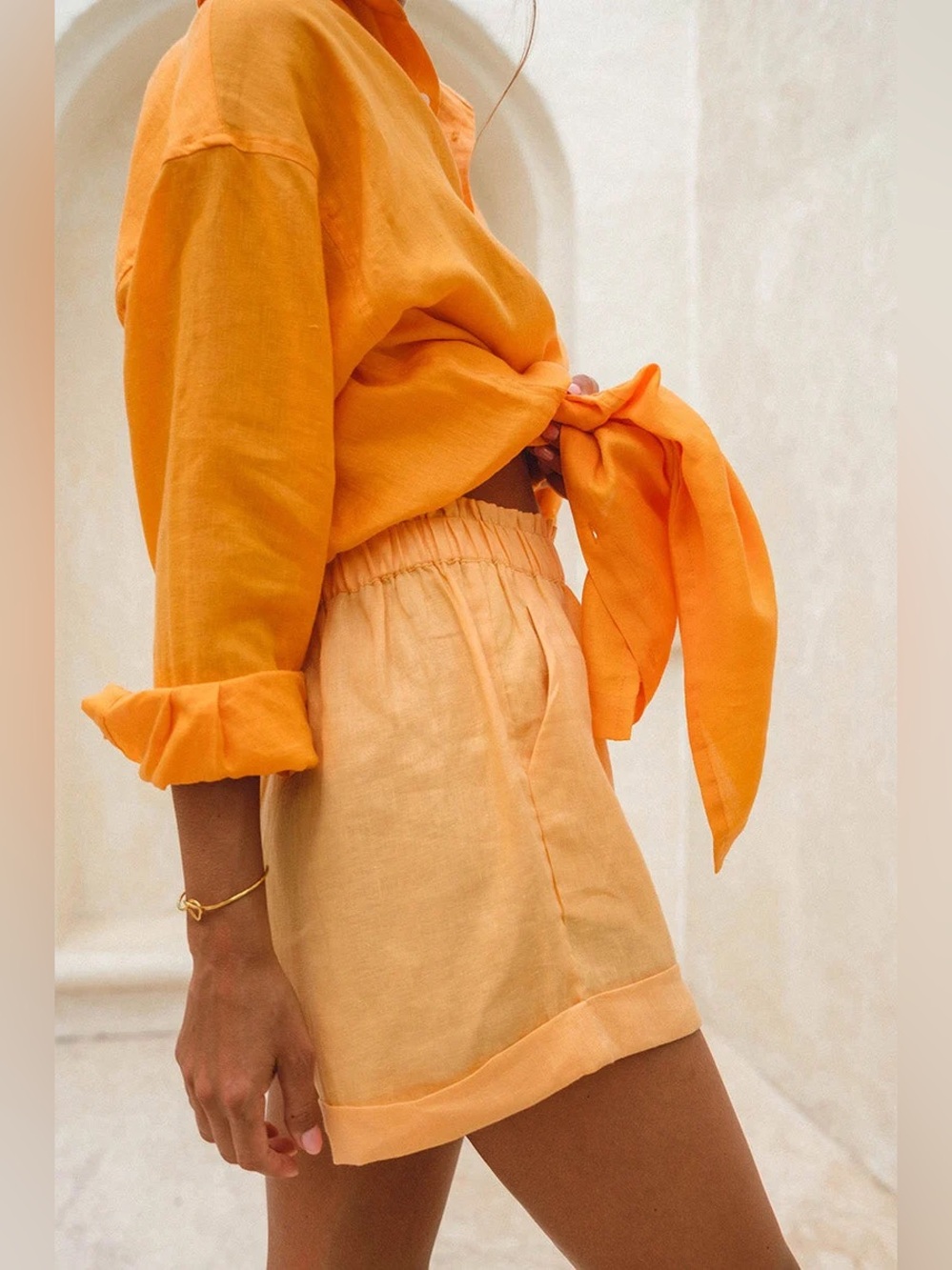 ROVE Summer Shorts Mango Sorbet Linen XL 100% French Flax